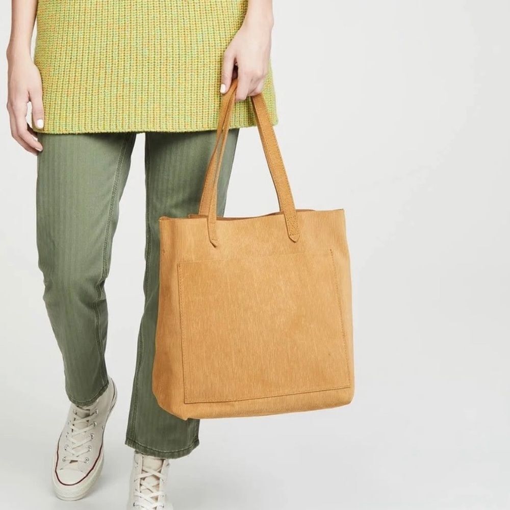 Madewell The Medium Transport Tote Corduroy Suede Edition Boutique Gold